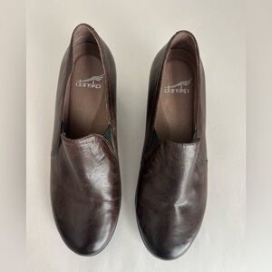 Dansko Robin Brown Leather Slip on Shoes EUR 37 Womens Size 6.5-7 Casual Bootie
